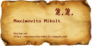 Maximovits Mikolt névjegykártya